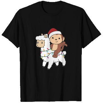 Discover Monkey Lama Christmas Snow Winter Animals T Shirts