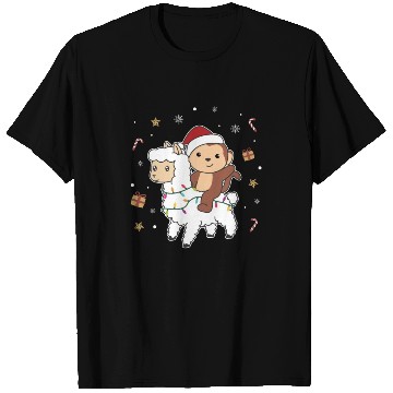 Discover Monkey Lama Christmas Snow Winter Animals T Shirts