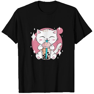 Discover Kawaii Bubble Tea Cat Boba Milk T Shirts