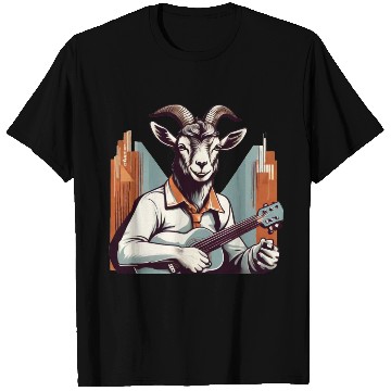 Discover retro goat playing guitar vintage style T Shirts