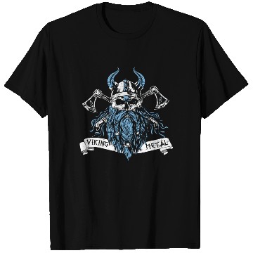 Discover Viking Metal Skull Beard Ax Music T Shirts