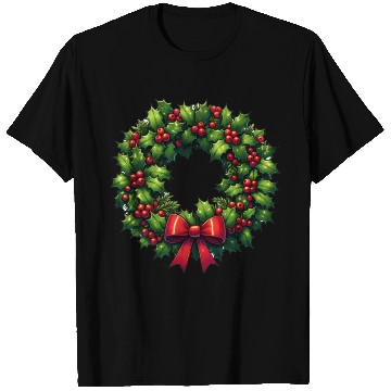 Discover Festive Foliage: Classic Christmas Wreath T Shirts