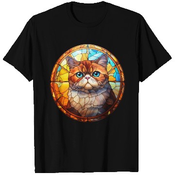 Discover Exotic Shorthair cat in stained glass T Shirts