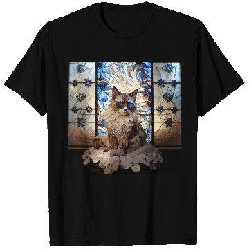 Discover Ragdoll cat in stained glass T Shirts