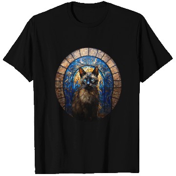 Discover Siamese cat in stained glass T Shirts