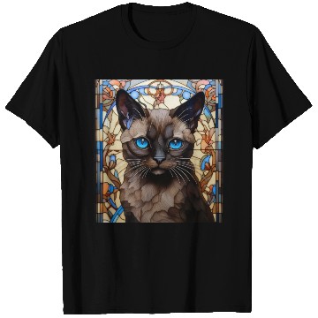 Discover Siamese kitten in stained glass T Shirts