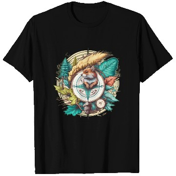 Discover Adventurous Squirrel Compass : Navigating Nature T Shirts