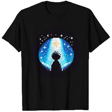 Discover Digital Night Sky - 8-Bit Childhood Dreams T Shirts