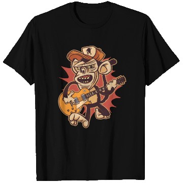 Discover Retro Chimpanzee Guitar Player Graphic T Shirts