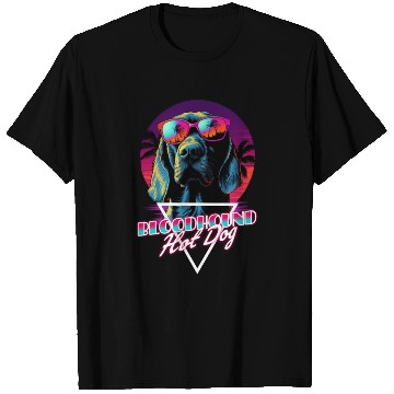 Discover Retro Wave Bloodhound Hot Dog T Shirts