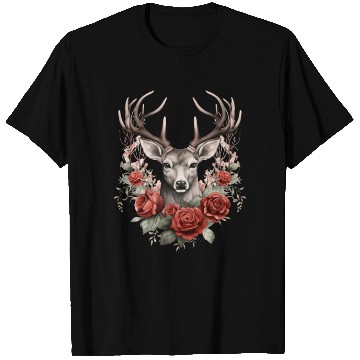 Discover Gothic Deer Forest Animals Roses T Shirts