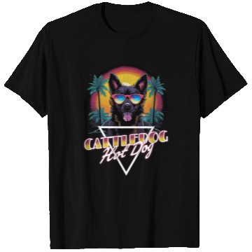 Discover Retro Wave Cattledog Hot Dog T Shirts
