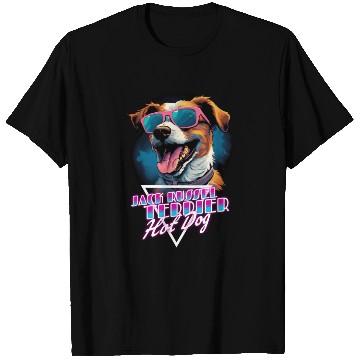Discover Retro Wave Jack Russel Terrier Hot Dog T Shirts