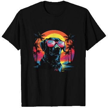 Discover Retro Wave Labrador Dog T Shirts