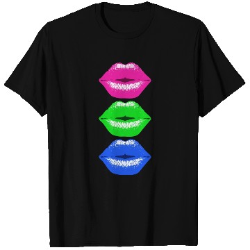 Discover 3 Kissing Lips Neon Colors T Shirts