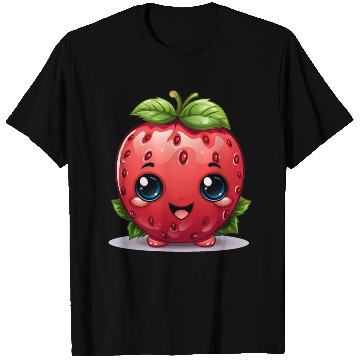Discover A cute kawaii style strawberry with a smiling face T Shirts