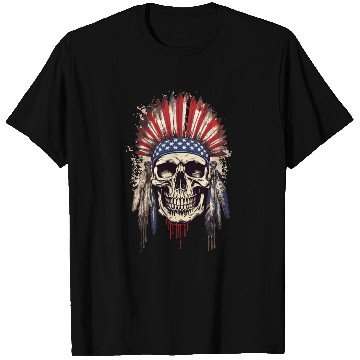 Discover Skull Indian Chief Native American USA T Shirts