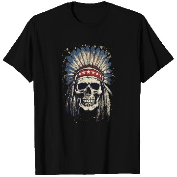 Discover Skull Indian Chief Native American USA T Shirts