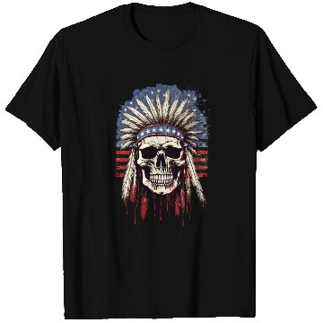 Discover Skull Indian Chief Native American USA T Shirts