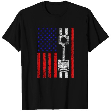Discover American Flag Piston Muscle Car Patriotic Vintage T Shirts