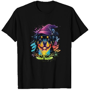Discover Colorful Kawaii Rottweiler Wizard T Shirts