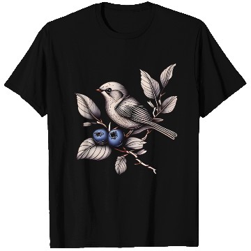Discover Bird on a Blueberry Branch T Shirts