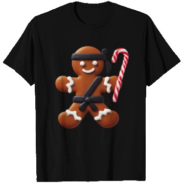 Discover Funny Ninja Gingerbread Man Cookie Candy Cane T Shirts