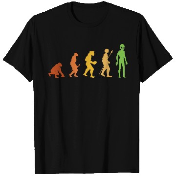 Discover Alien Funny Human Evolution Growth Theory Retro T Shirts
