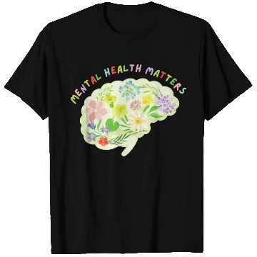 Discover Mental Health Matters Floral Mind Nature Brain T Shirts