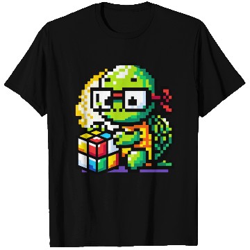 Discover Rubik's Cube & Pixel Turtle - A Brainy Challenge T Shirts