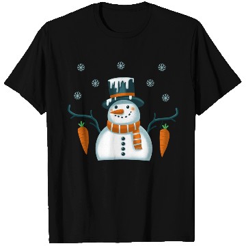 Discover New Year's snowman with snowflakes T Shirts
