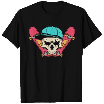 Discover Skull Skater Freestyle Skateboarder Skateboarding T Shirts