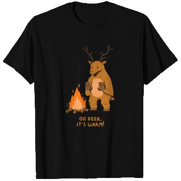 Discover Deer camp fire hiking funny animal puns joke lover T Shirts