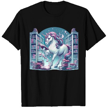 Discover Unicorn Librarian in Enchanted Library T Shirts