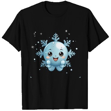 Discover A cute kawaii style snowflake with a smiling face T Shirts