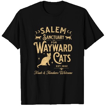 Discover Salem Sanctuary for Wayward Cats Black T Shirts