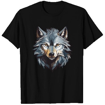 Discover Majestic Wolf Face Illustration T Shirts