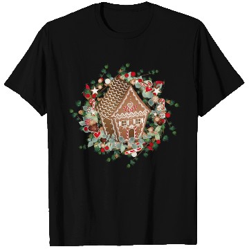 Discover Gingerbread house in a larch wreath for Christmas T Shirts