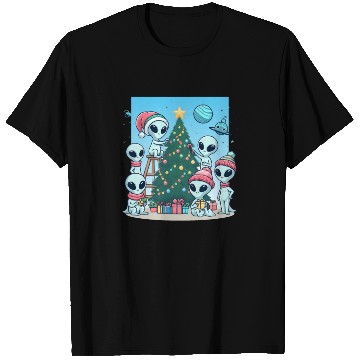 Discover Aliens Christmas tree T Shirts