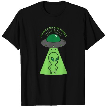 Discover Green Illustrated Alien About Kiss T Shirts