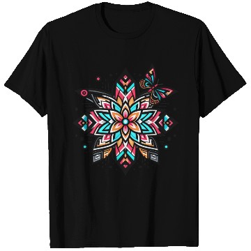 Discover Geometric Flower With Butterfly T Shirts
