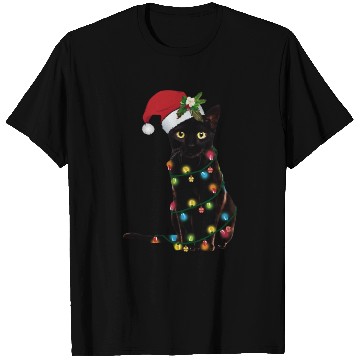 Discover Santa Black Cat Tangled Sup In Christmas T Shirts
