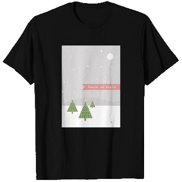 Discover Peace On Earth Christmas Trees Falling Snow Winter T Shirts