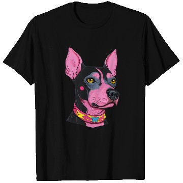 Discover black and pink dog with yellow eyes Punk Rock T Shirts