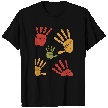 Discover Red Green Orange Colorful Handprint Illustration T Shirts