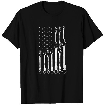 Discover Car Mechanic USA Flag T Shirts