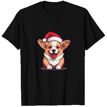 Discover cute corgi wearing santa hat at christmas T Shirts