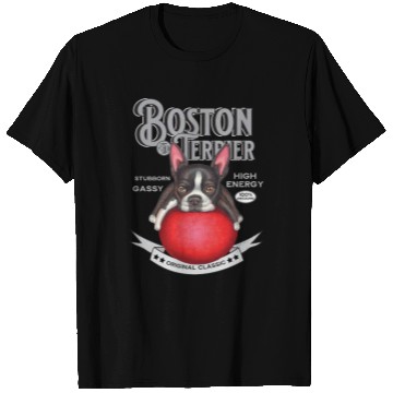 Discover Vintage Boston Terrier on Red Ball T Shirts