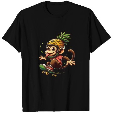 Discover skateboarding monkey with pineapple helmet T Shirts