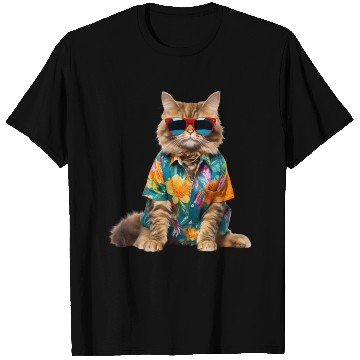 Discover cool cat sitting relaxing wearing summer clothes T Shirts